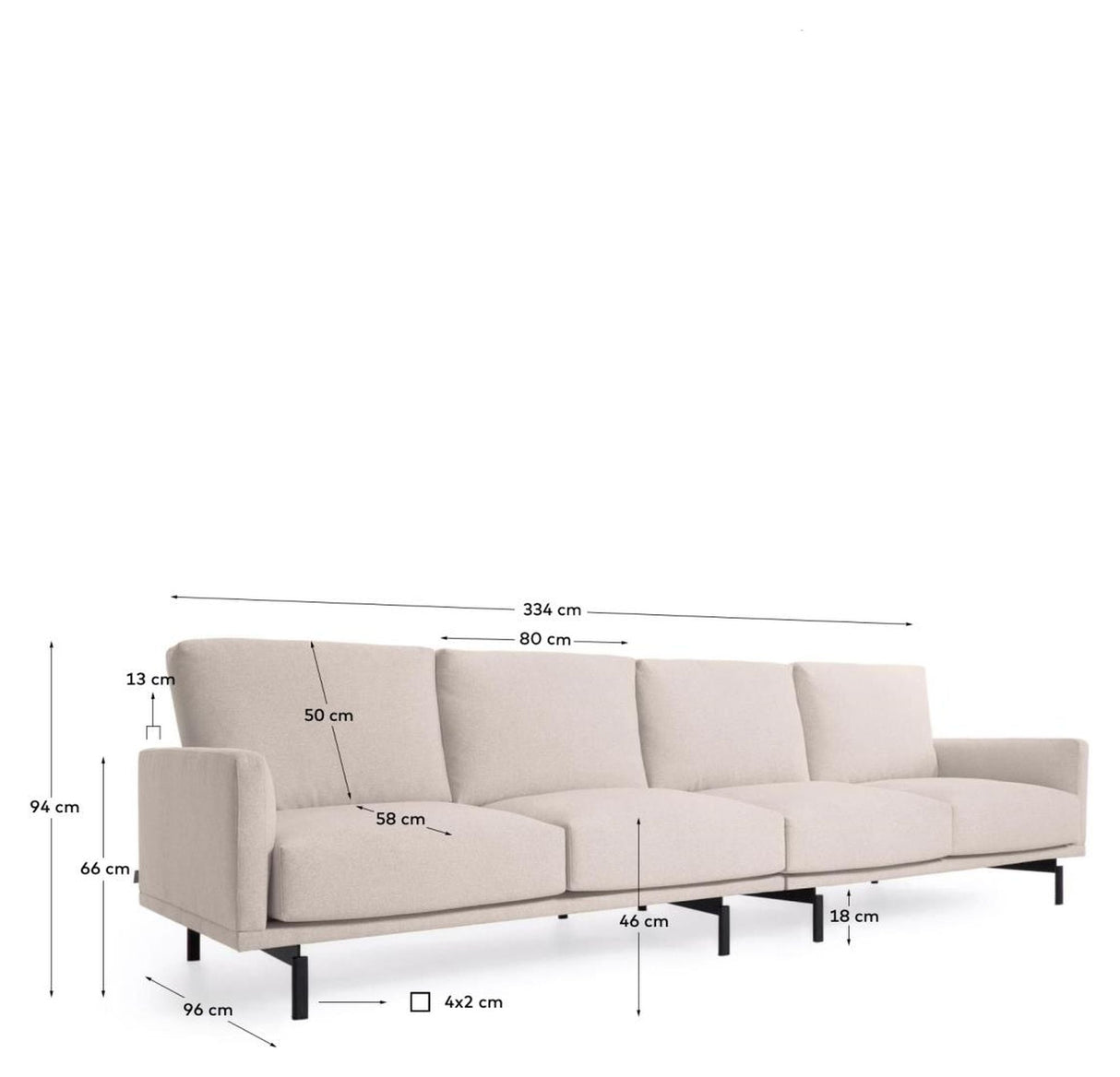 Galen 4-pers. Sofa, B334, Beige Chenille