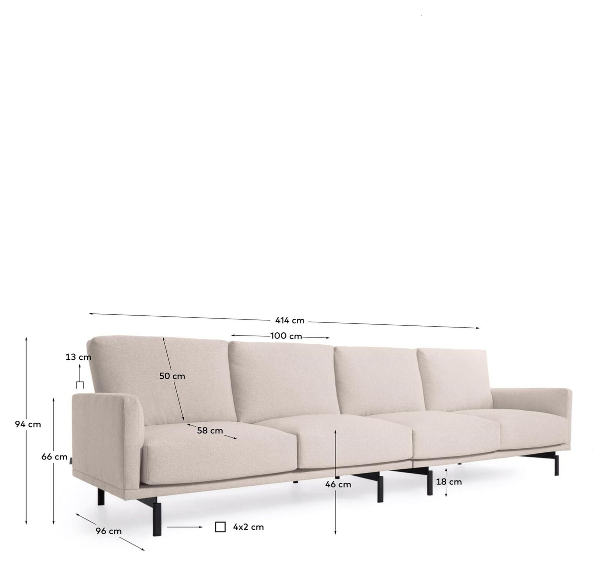 Galen 4-pers. Sofa, B424, Beige Chenille