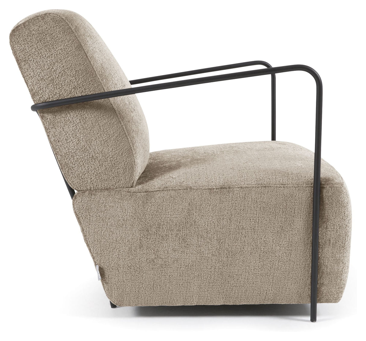 Gamer Lounge Chair, Beige Chenille/Black Metal