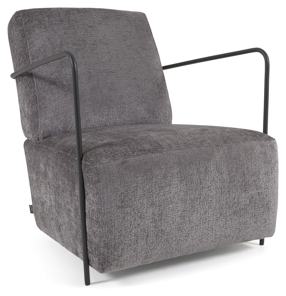 Gamer Lounge Chair, Gray Chenille/Black Metal