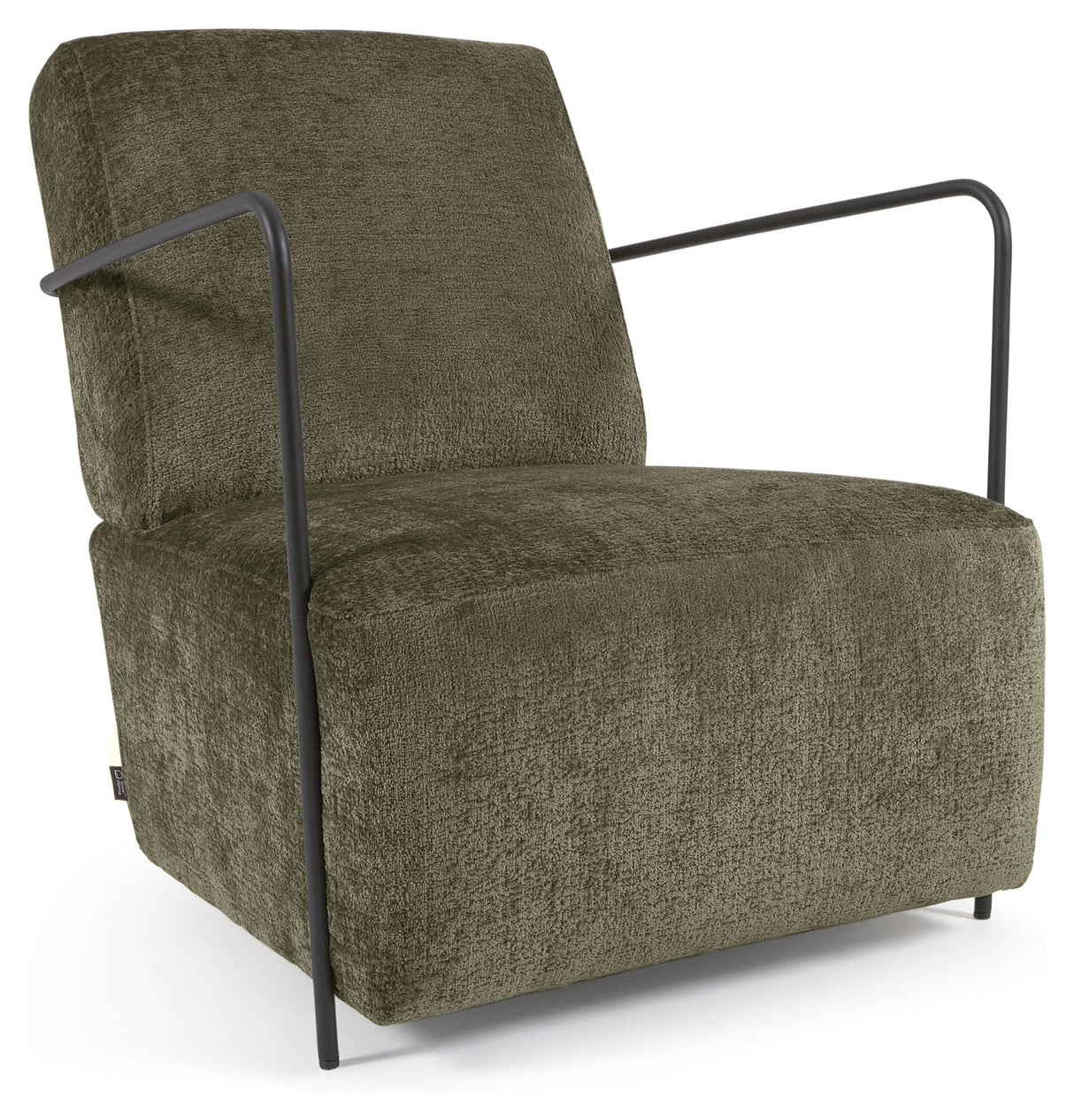 Gamer Lounge Chair, Green Chenille/Black Metal