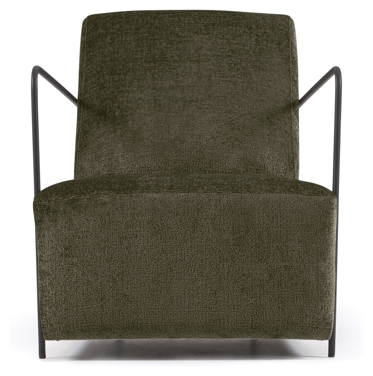 Gamer Lounge Chair, Green Chenille/Black Metal