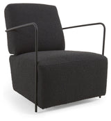 Gamer Lounge Chair, Black Lambskin Look/Black Metal