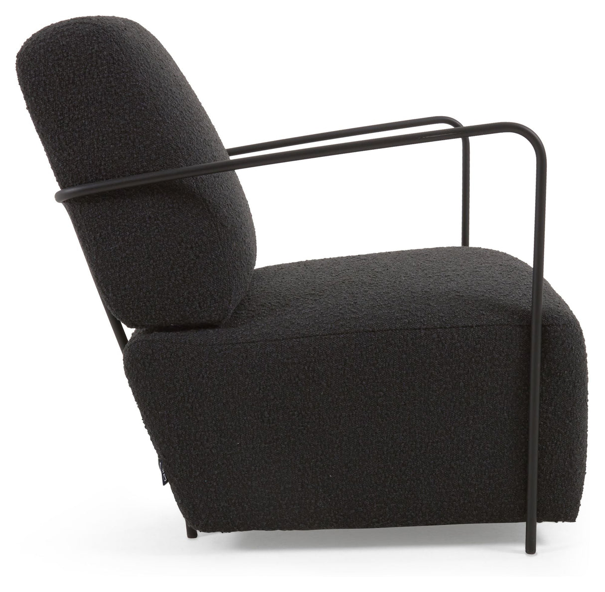 Gamer Lounge Chair, Black Lambskin Look/Black Metal