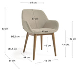 Konna Dining Chair, Beige Chenille/Ask