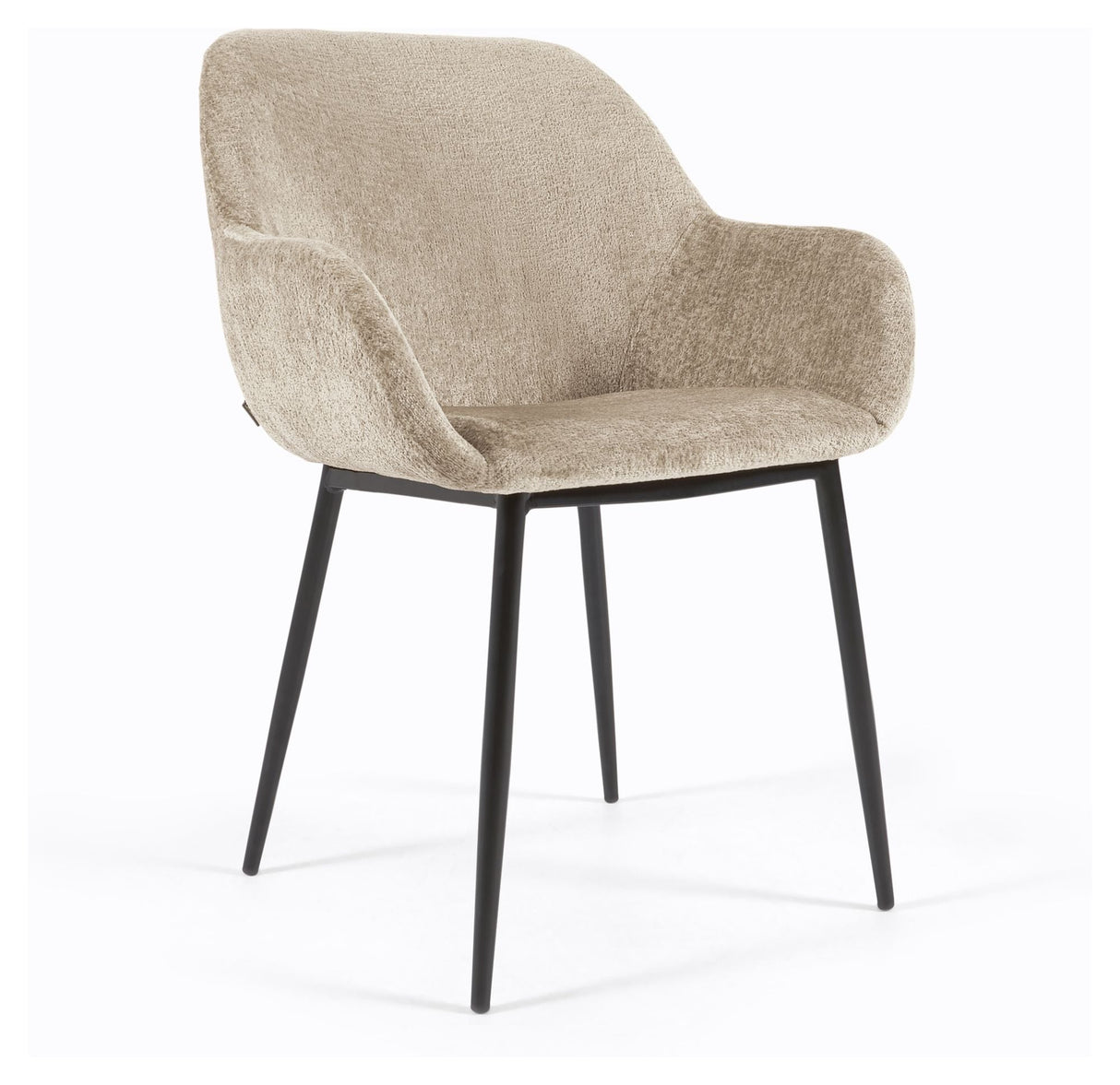 Konna Dining Chair, Beige Chenille/Black Steel Legs