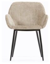 Konna Dining Chair, Beige Chenille/Black Steel Legs