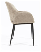 Konna Dining Chair, Beige Chenille/Black Steel Legs