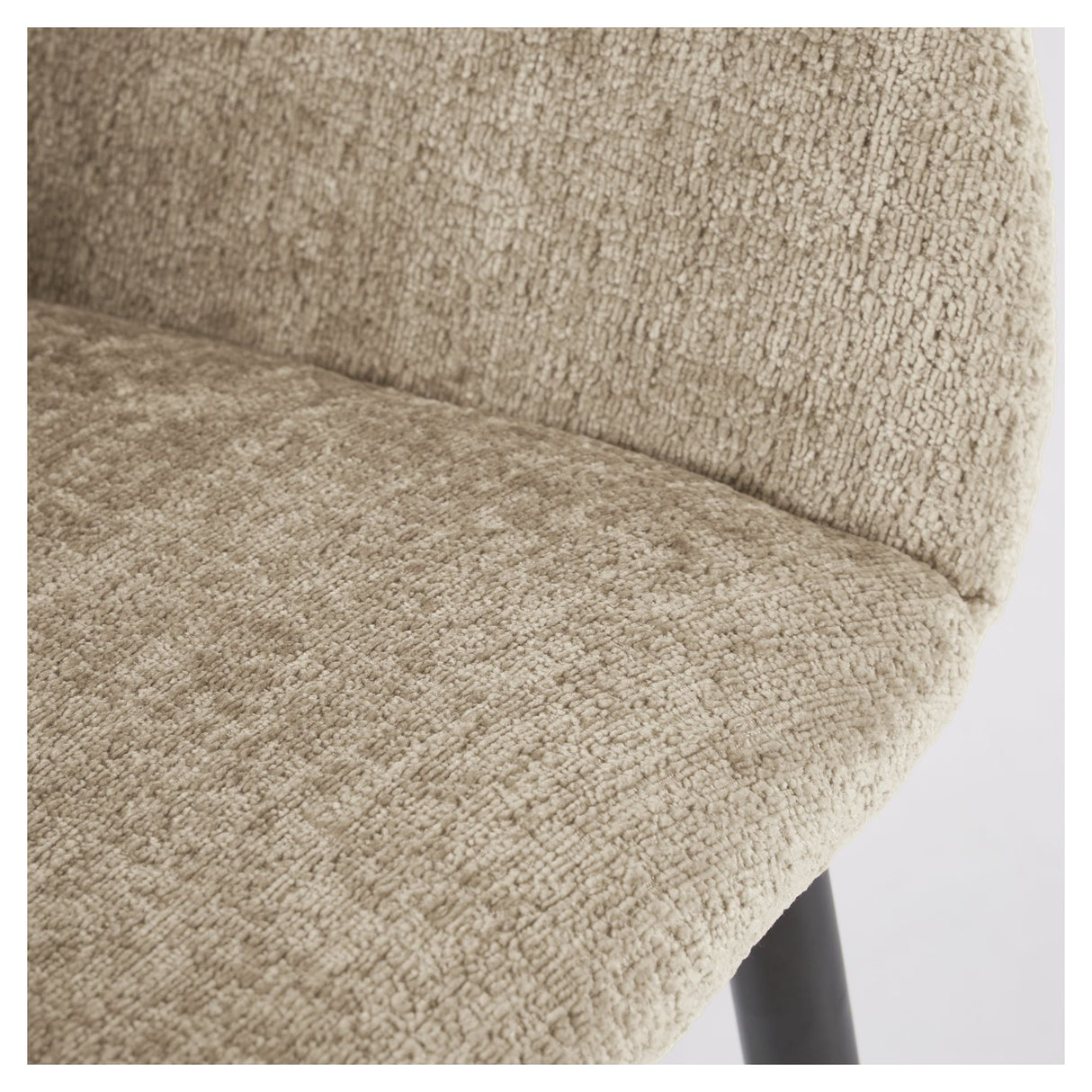 Konna Dining Chair, Beige Chenille/Black Steel Legs