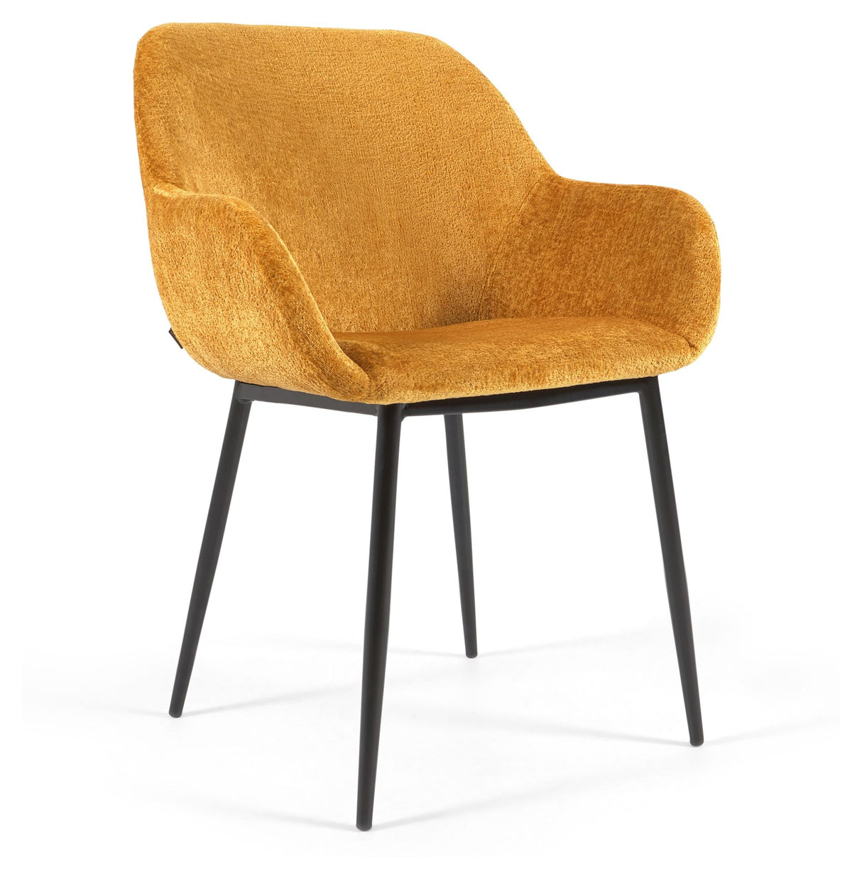 Konna Dining Chair, Yellow Chenille/Black Steel Leg