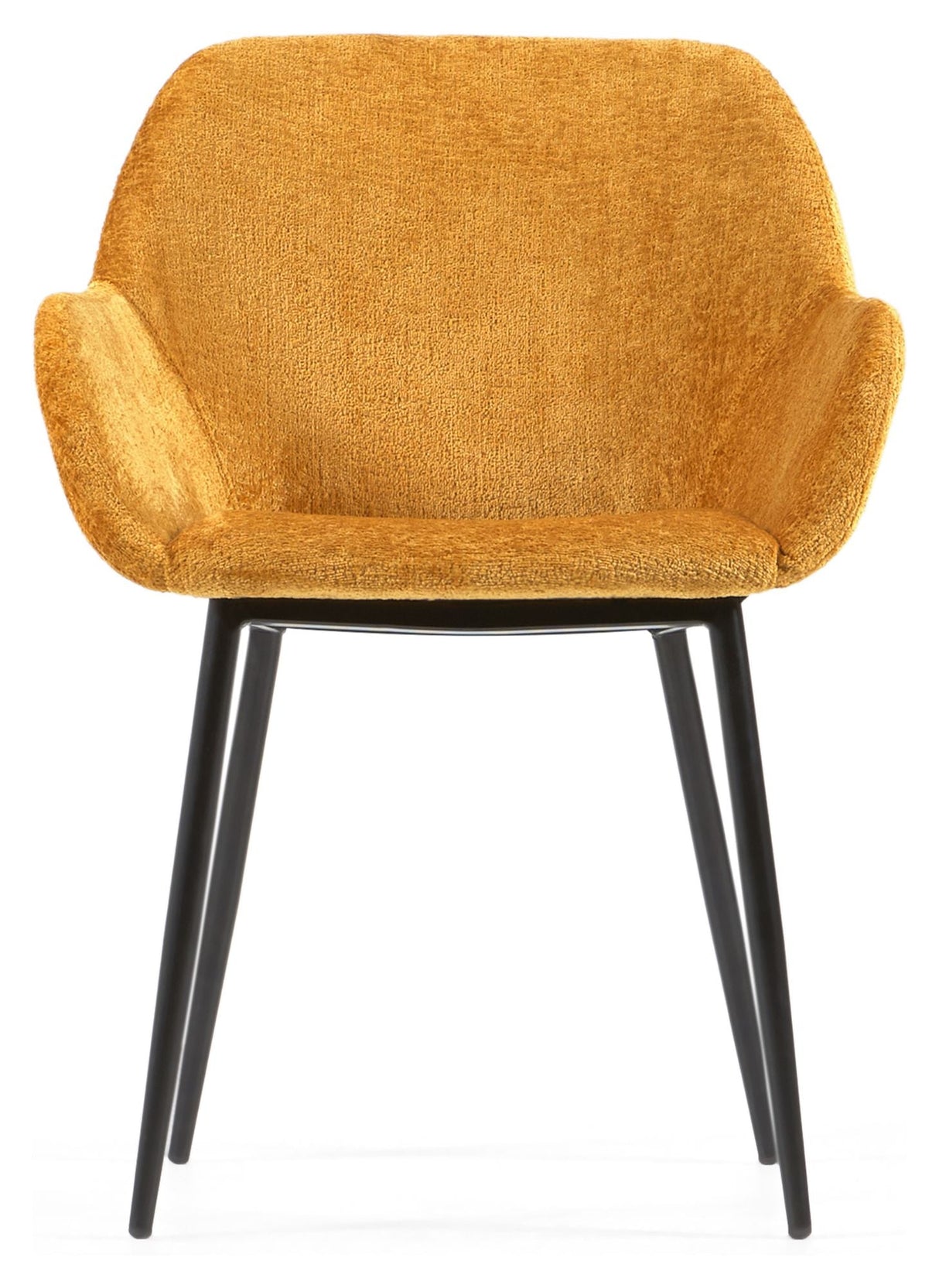 Konna Dining Chair, Yellow Chenille/Black Steel Leg