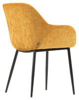 Konna Dining Chair, Yellow Chenille/Black Steel Leg