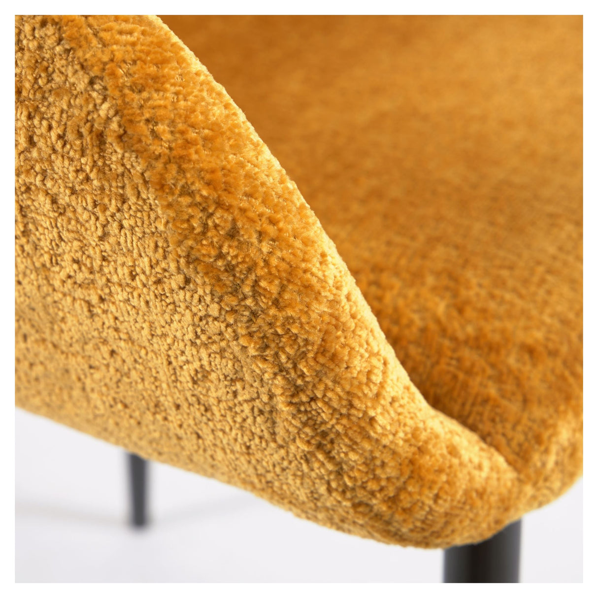 Konna Dining Chair, Yellow Chenille/Black Steel Leg