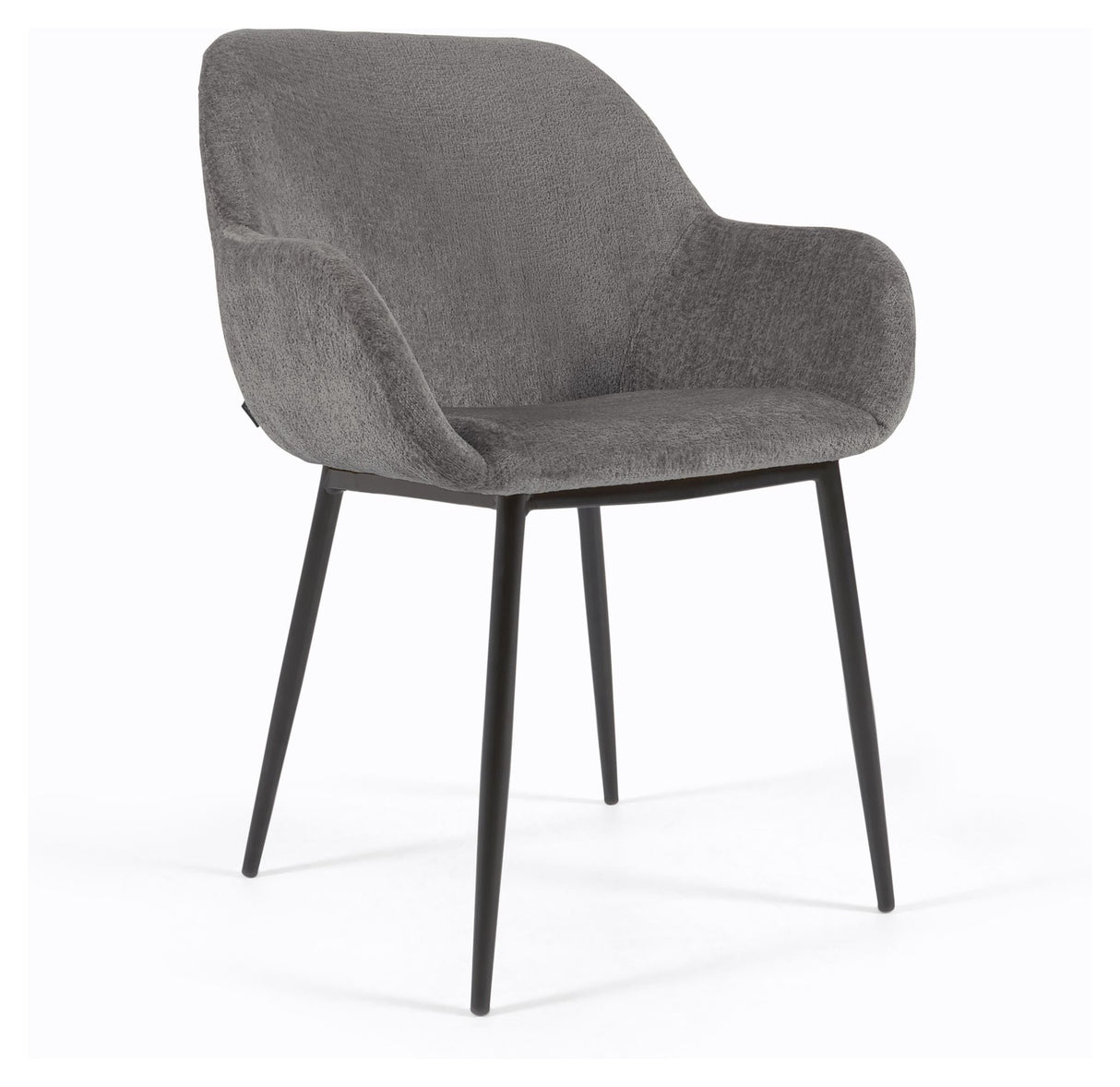 Konna Dining Chair, Dark Grey Chenille/Black Steel Legs