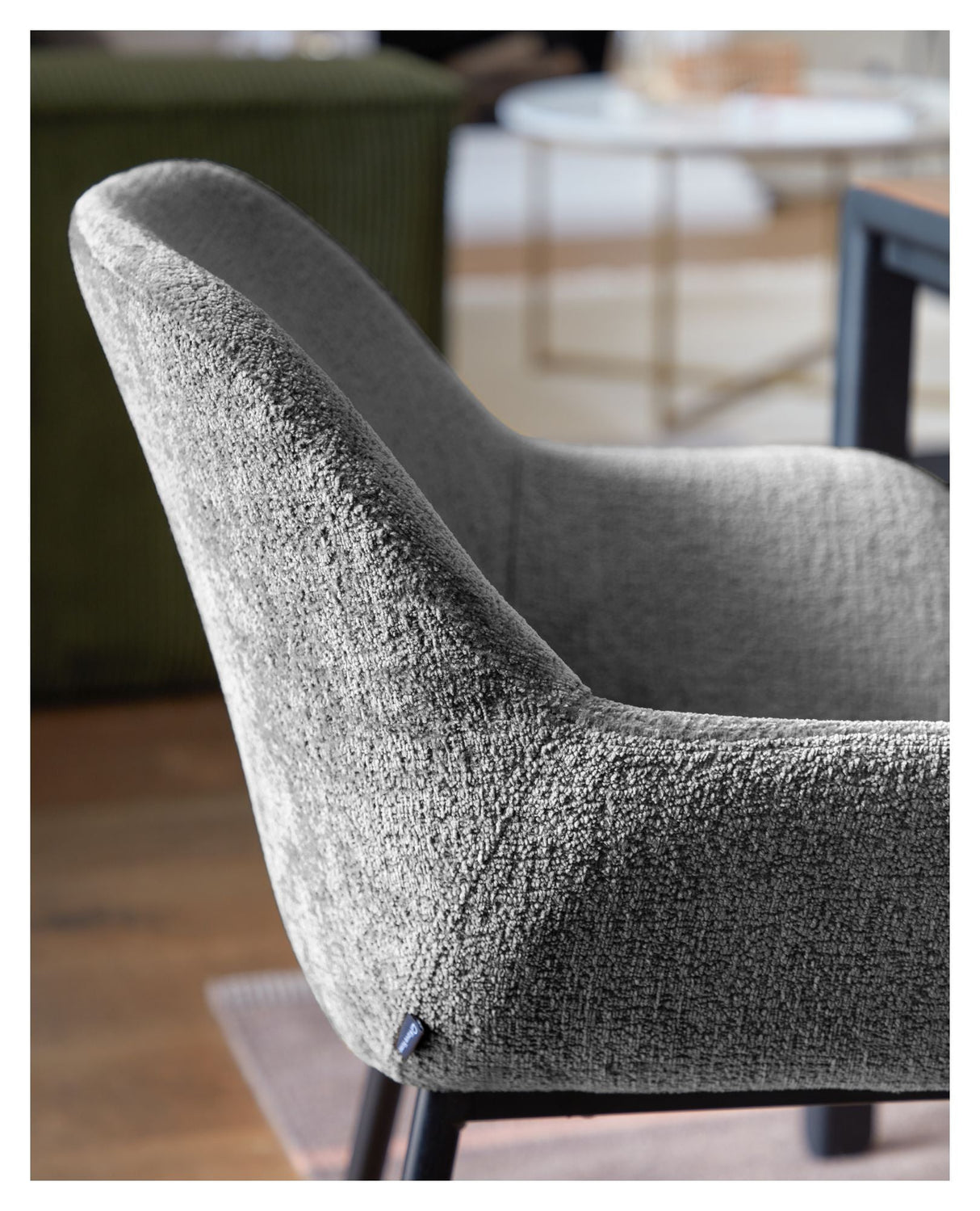 Konna Dining Chair, Dark Grey Chenille/Black Steel Legs