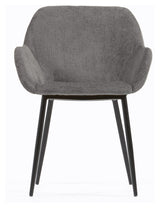 Konna Dining Chair, Dark Grey Chenille/Black Steel Legs