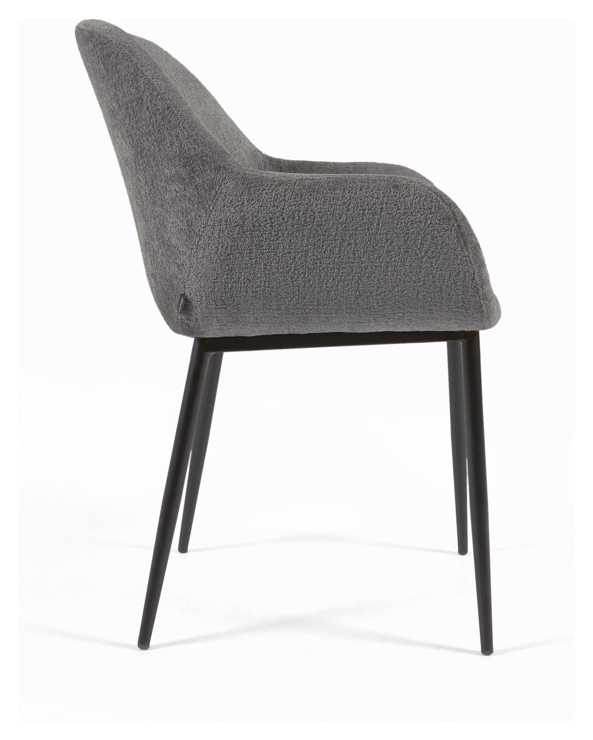 Konna Dining Chair, Dark Grey Chenille/Black Steel Legs