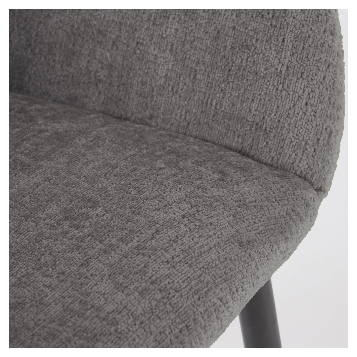 Konna Dining Chair, Dark Grey Chenille/Black Steel Legs