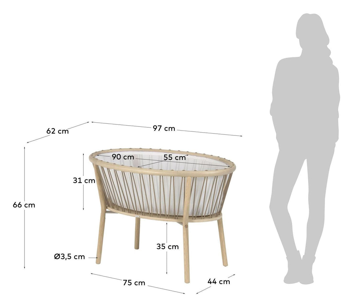 Leonela babyseng med madrass 97x62