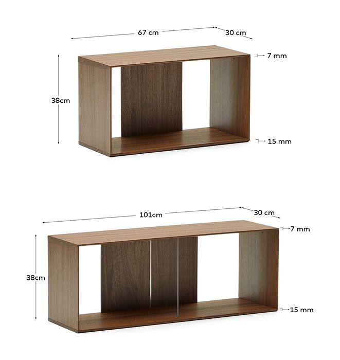 Litto Shelf -sett med 6 moduler, valnøttdefiner, 168x114