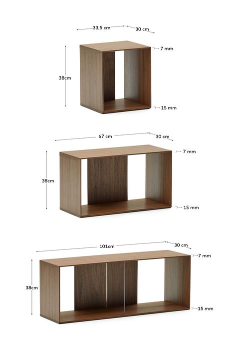 Litto Shelf Set of 9 Modules, Walnut Define, 202x114