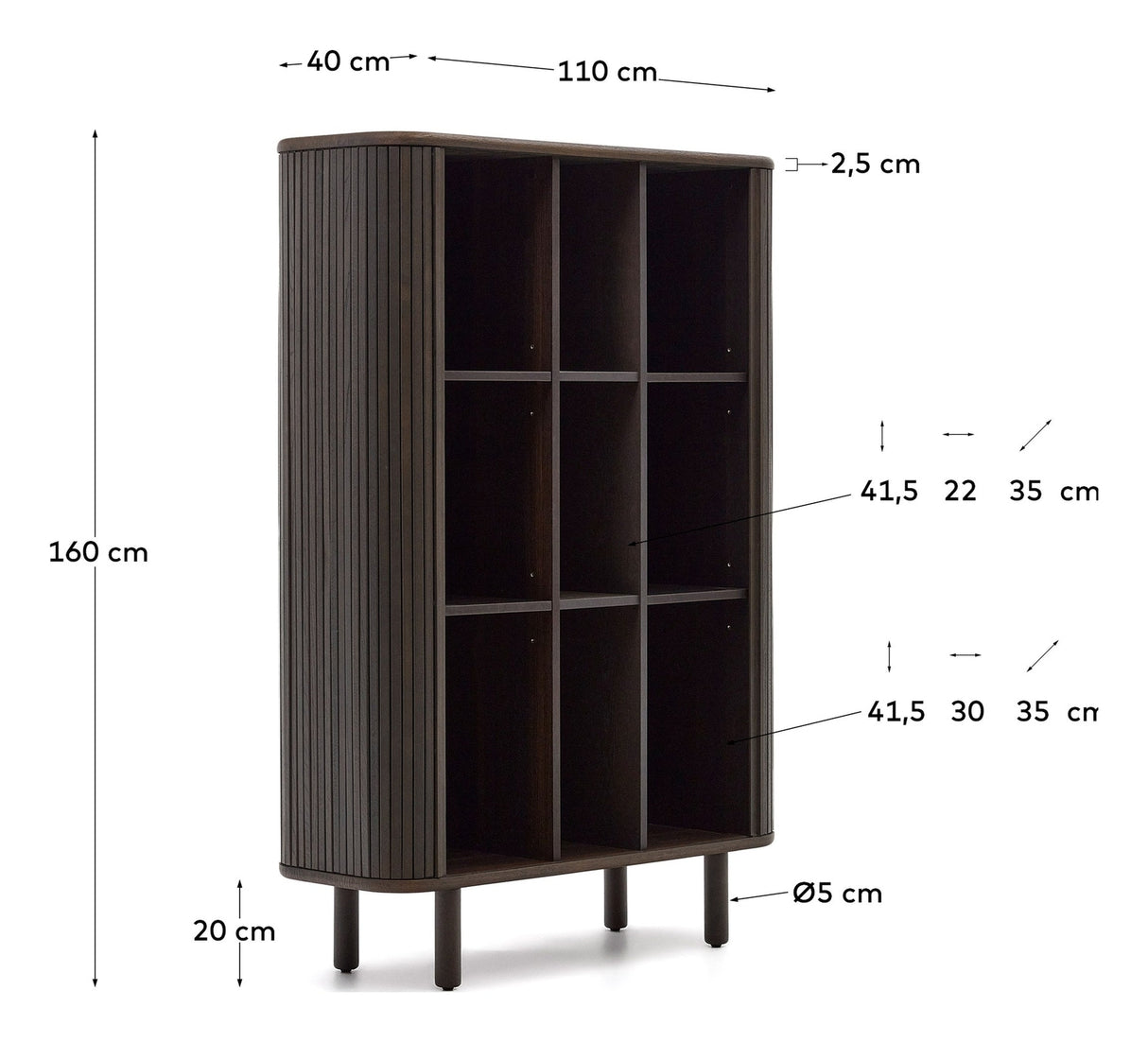 Mailen High skjenk med 2 dører, Ash Veneer/Dark Finish, 110x140