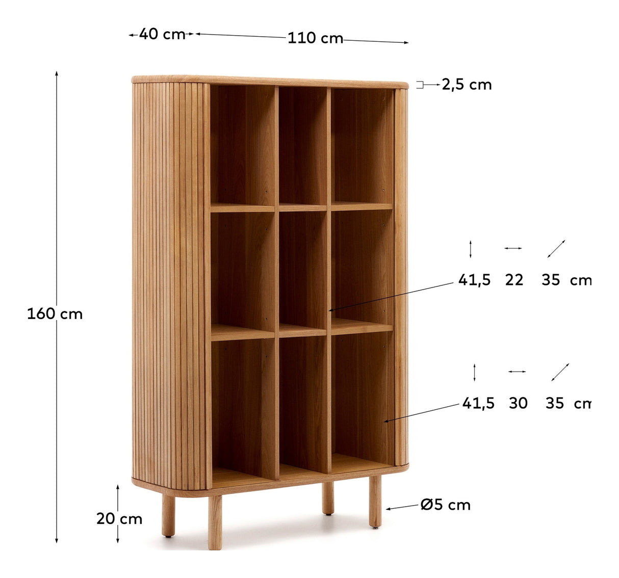 Mailen High skjenk med 2 dører, Ash Veneer/Natural Finish, 110x140