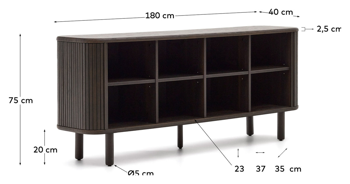 Mailen Sideboard med 2 dører, Ash Veneer/Dark Finish, 180x75