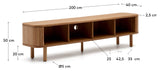 Mailen TV-Table med 2 dører, Ash Veneer/Natural Finish, 200x50