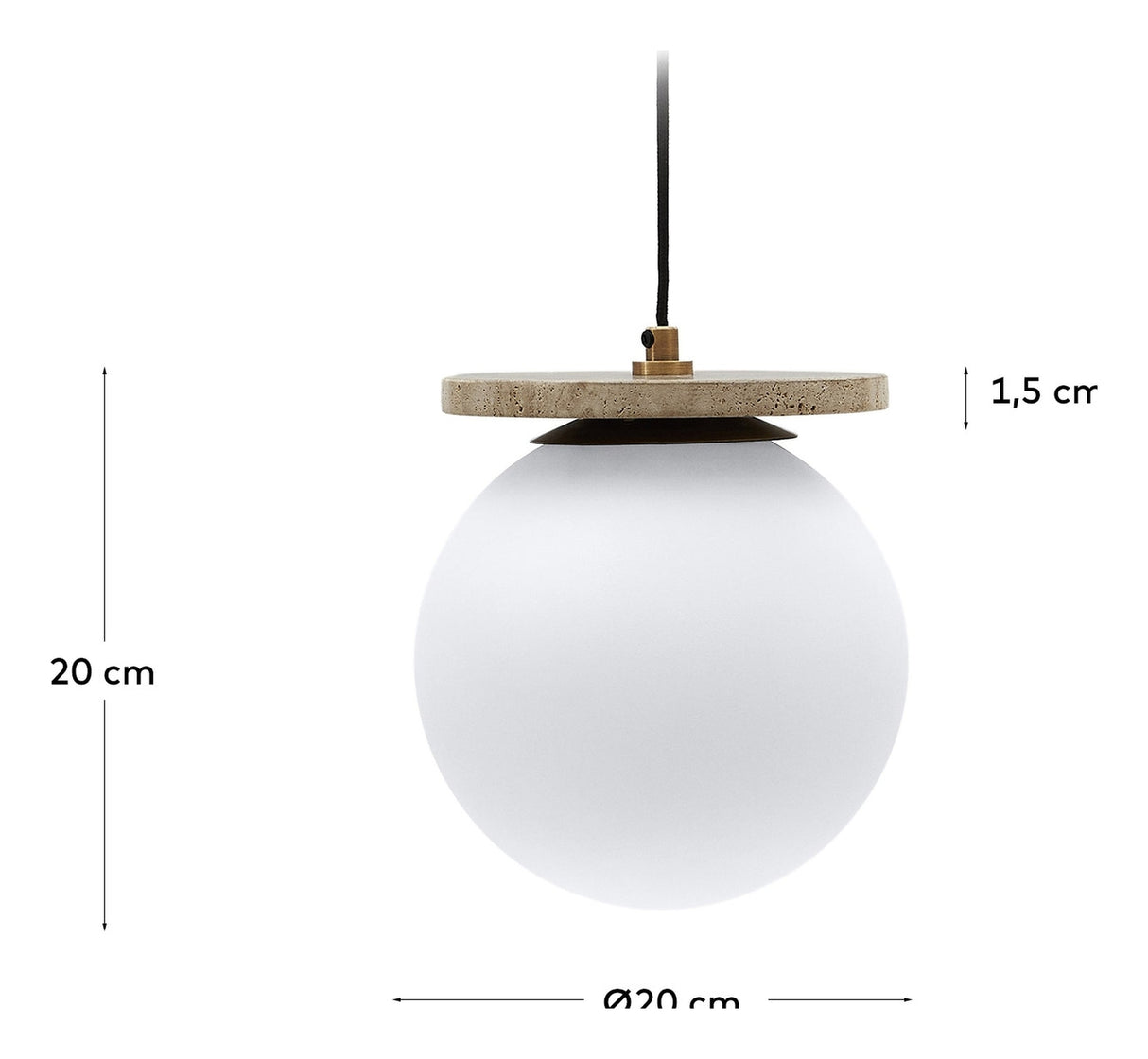 Malachi taklampe med glassskygge, Travertinsten Top