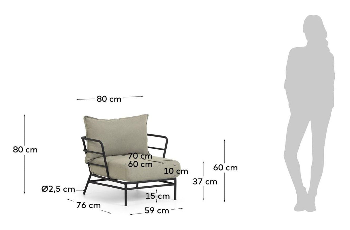 Mareluz Lounge Chair med puter svart/grå