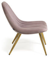 Marlene Lounge stol - rosa fløyel/stålben med gullfinish