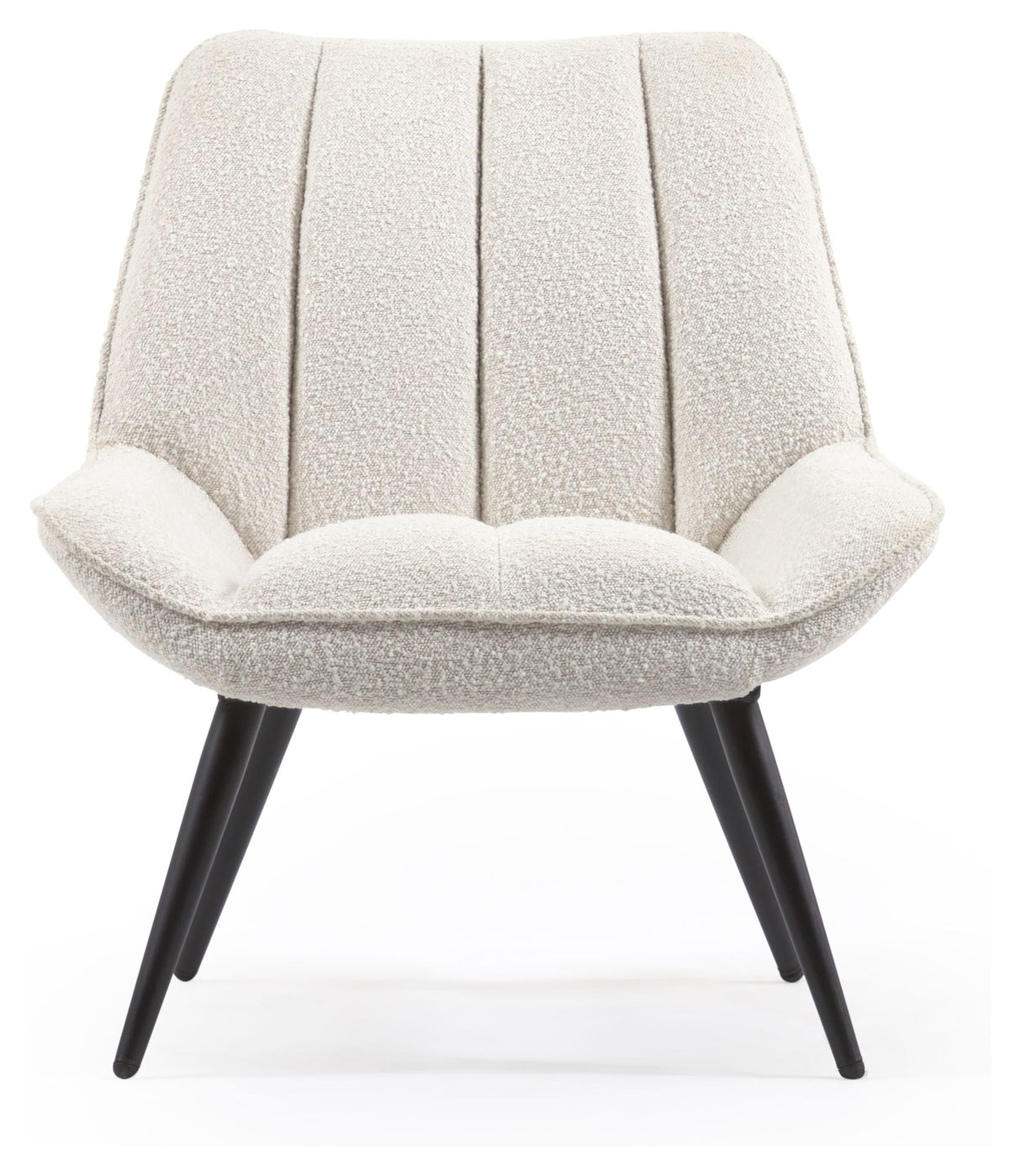 Marline Lounge Chair, White Lambskin Look/Black Metal