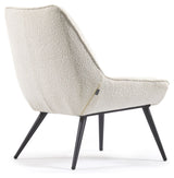 Marline Lounge Chair, White Lambskin Look/Black Metal