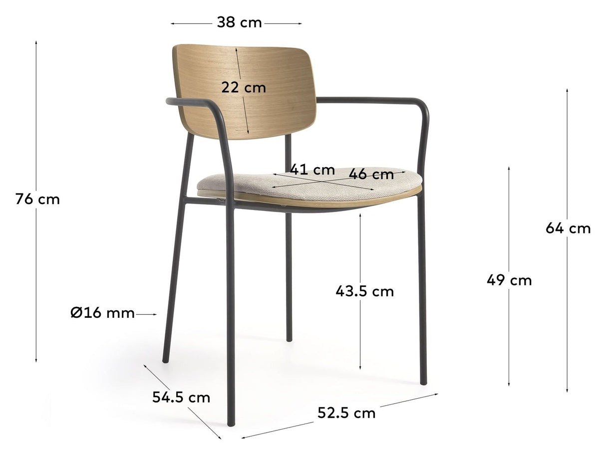 Maureen Dining Chair, Oak Veneer/Beige stoff