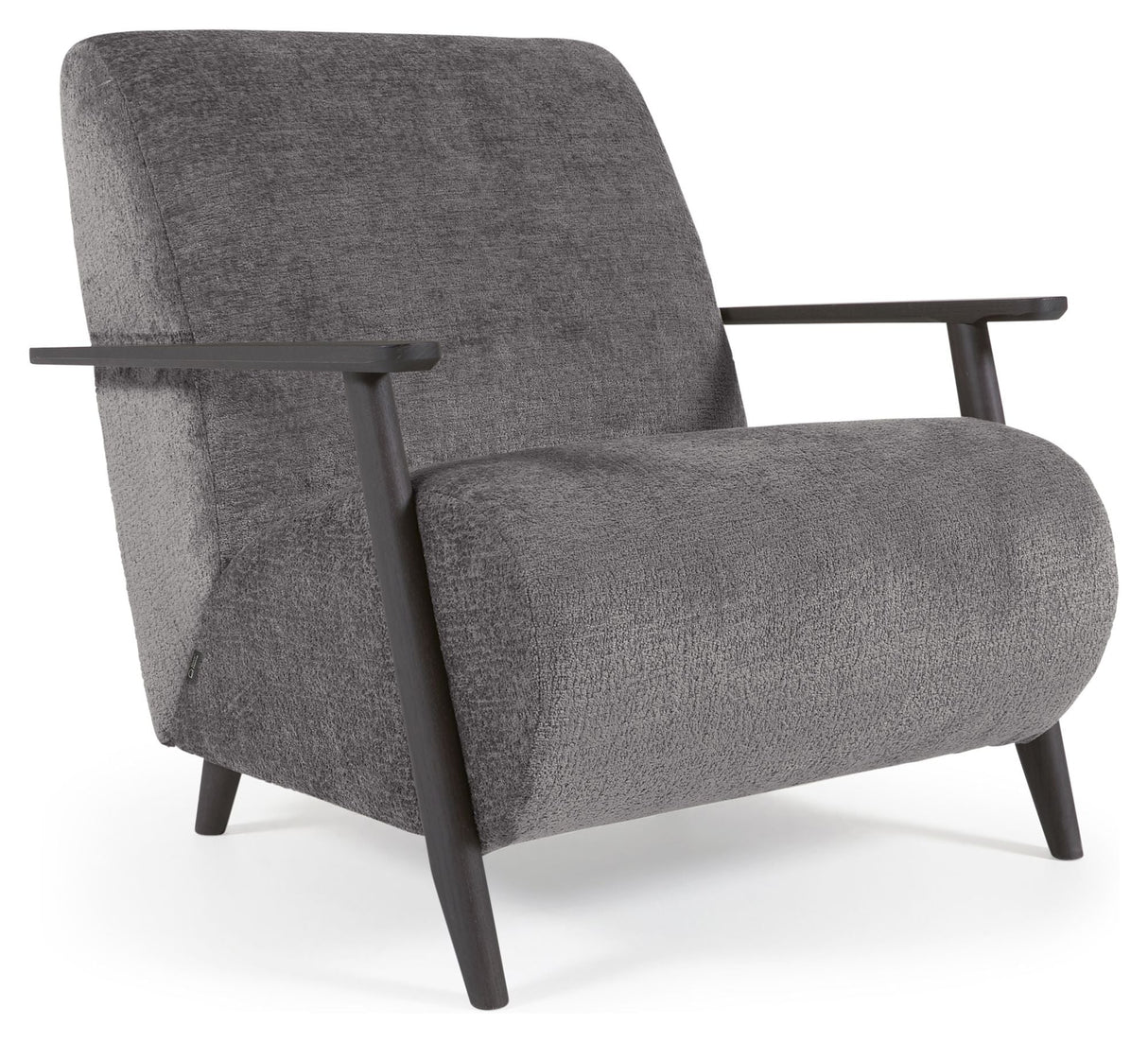 Meghan Lounge Chair, Gray Chenille/Wooden Leg Wenge Finish