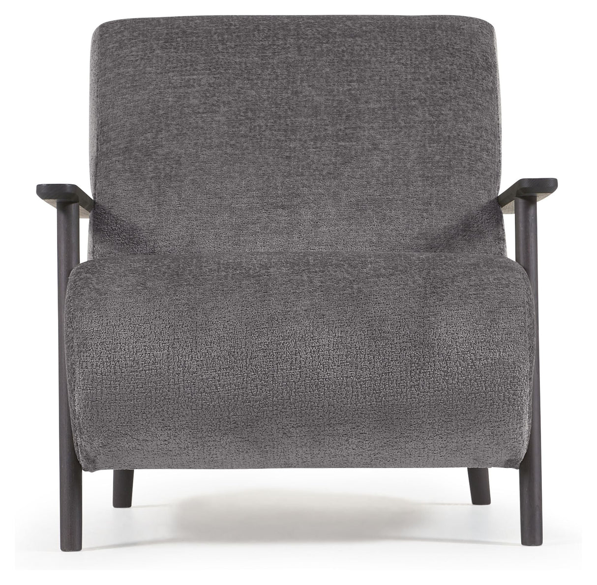 Meghan Lounge Chair, Gray Chenille/Wooden Leg Wenge Finish