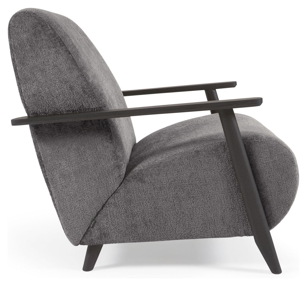 Meghan Lounge Chair, Gray Chenille/Wooden Leg Wenge Finish