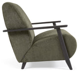 Meghan Lounge Chair, Green Chenille/Wooden Leg Wenge Finish