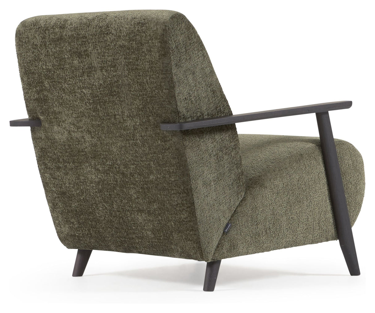 Meghan Lounge Chair, Green Chenille/Wooden Leg Wenge Finish