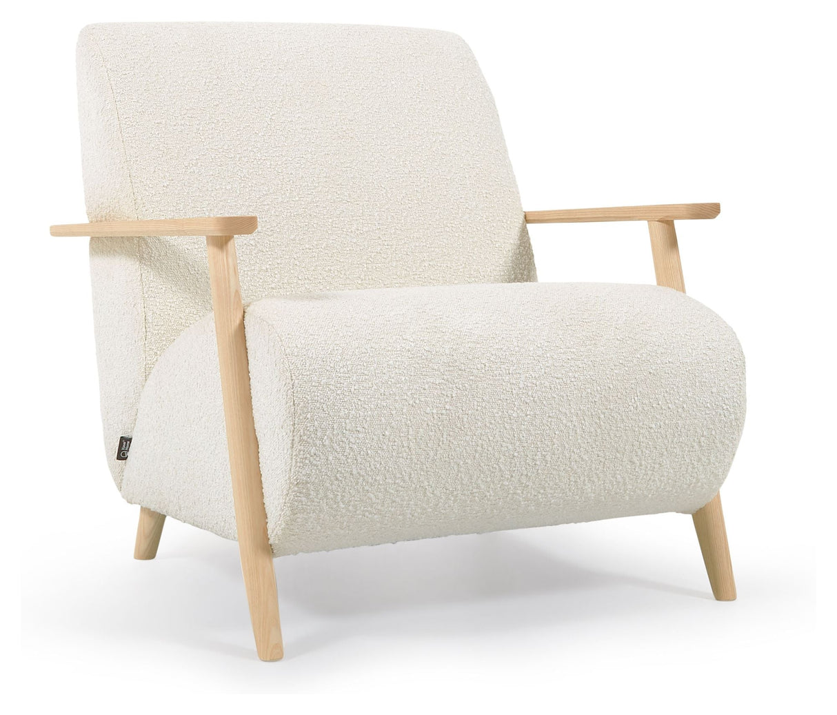 Meghan Lounge Chair, White Lambskin Look/Ask