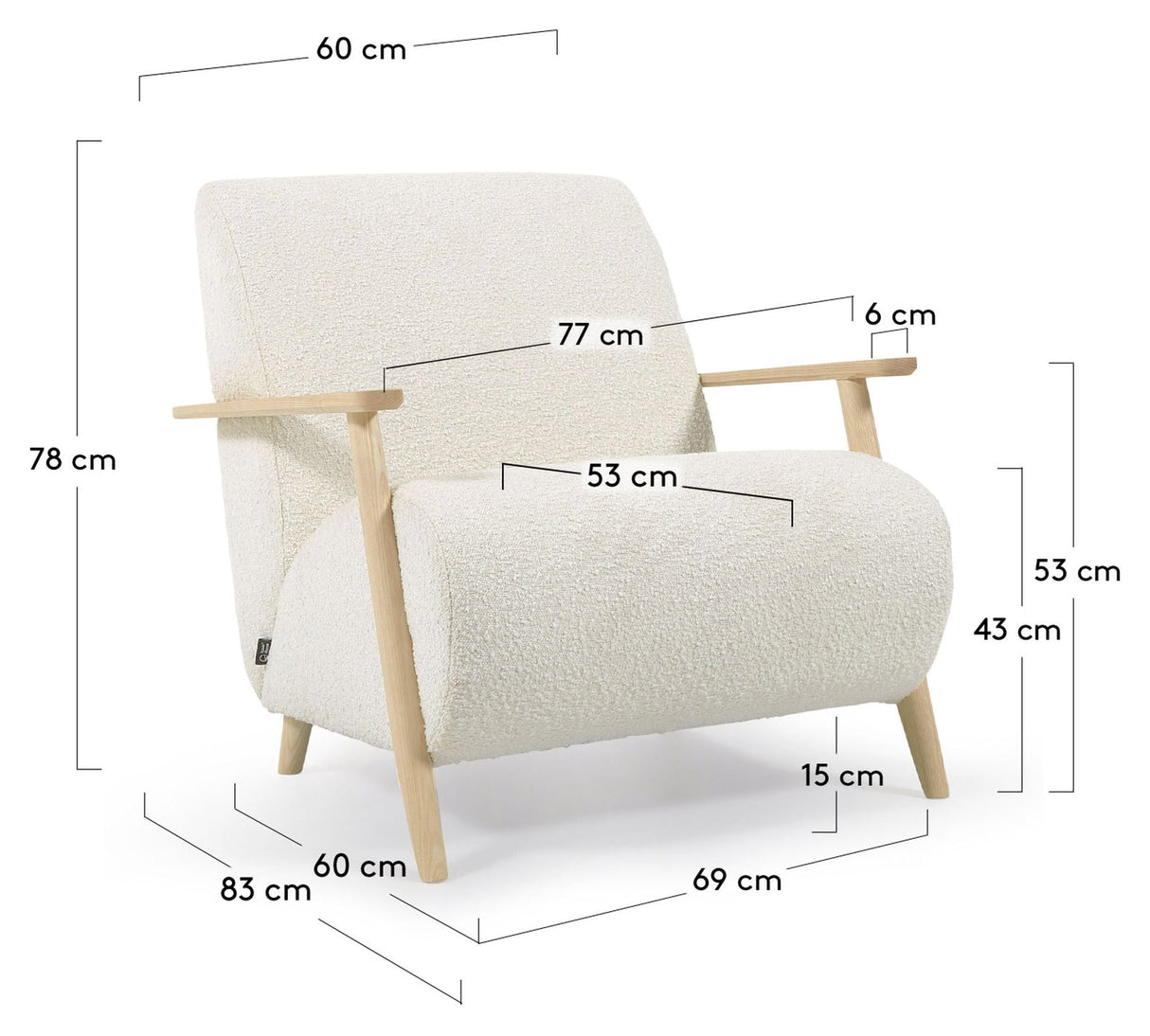 Meghan Lounge Chair, White Lambskin Look/Ask