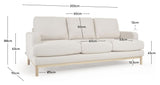 Mihaela 3-personer. Sofa, hvit fleece