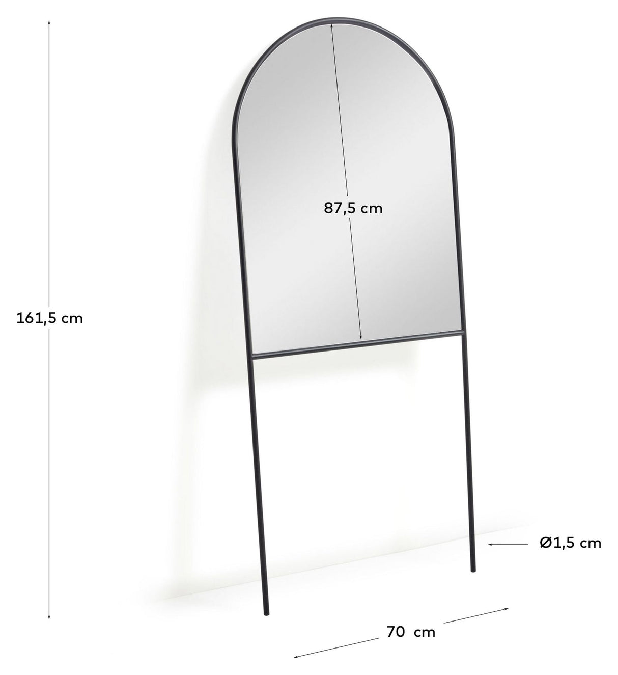 Nazara speil med black metal ramme, 70x161