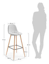 Nilson Bar Stool Light Grey, SH: 65cm