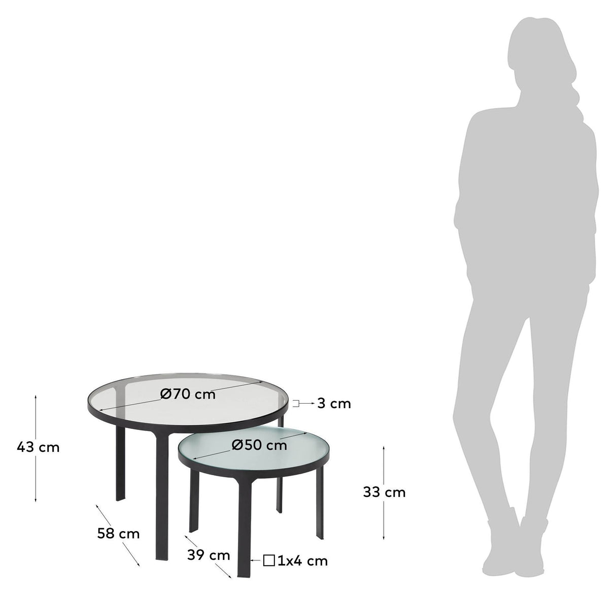 Oni Deposit Tables Metal, Ø70/Ø50