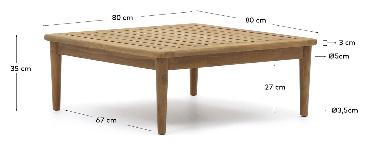 Portitxol Lounge Table, Nature Teak, 80x80