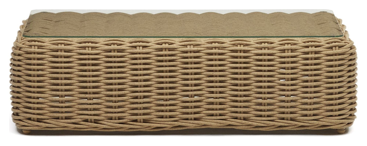 Portlligat Lounge Table, Beige Rattan, 110x60