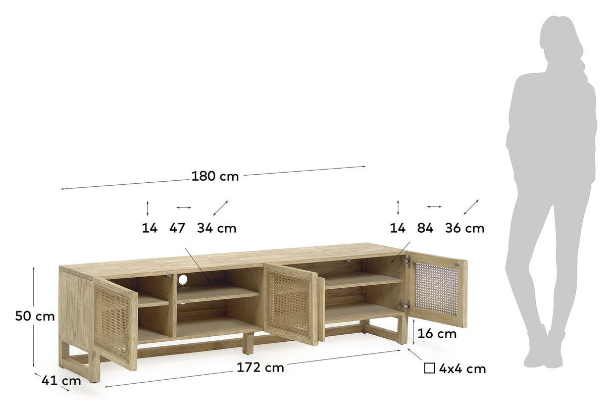 Rexit TVbord - Wood/Rattan, B180