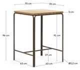 Salguer Garden Table, Brown Acacia, 70x70